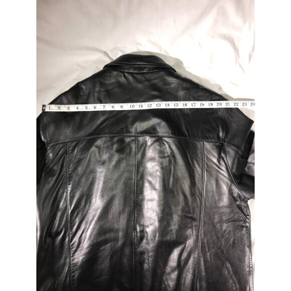 Jhane Barnes Men's Soft Black Leather Full Zip Jacket Coat - Picture 9 of 10